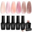 Conjunto de esmaltes de gel Beetles Jelly 6 cores nude rosa marrom Conjunto de esmaltes de gel Beetles Jelly 6 cores nude rosa marrom