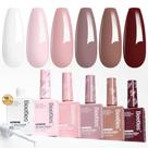 Conjunto de esmaltes de gel besouros neutros, 6 cores, marrom nude