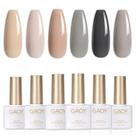 Conjunto de esmaltes de gel GAOY Grey 6 cores nude, marrom, bege