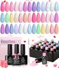 Conjunto de Esmaltes em Gel Beetles - 24 Cores de 5ml com Base e Top Coat