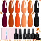 Conjunto de esmaltes em gel Beetles Fall 6 cores: laranja, marrom, borgonha Conjunto de esmaltes em gel Beetles Fall 6 cores: laranja, marrom, borgonha