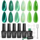 Conjunto de esmaltes em gel Beetles Green Cat Eye Jelly 6 cores