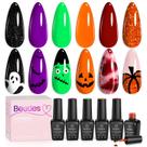 Conjunto de esmaltes em gel besouros Hocus Pocus 6 cores para Halloween
