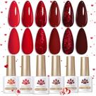 Conjunto de esmaltes em gel Born Pretty Bloody Red 7 mL (x6)