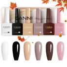 Conjunto de Esmaltes em Gel CANNI 9ml (6 Unidades) - Cores Outono, Branco e Preto
