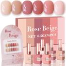 Conjunto de esmaltes em gel Double Rhythm, 6 unidades, 15 ml, mesma cor, rosa, bege Conjunto de esmaltes em gel Double Rhythm, 6 unidades, 15 ml, mesma cor, rosa, bege