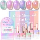 Conjunto de esmaltes em gel Double Rhythm Cat Eye 15 mL x 6 rosa sereia