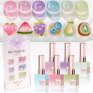 Conjunto de esmaltes em gel Double Rhythm Cat Eye 15 mL x 6 (rosa verde rosa roxo)