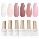 Conjunto de Esmaltes em Gel GAOY Pink Nude - 6 Cores de 7,3 mL com Luz UV