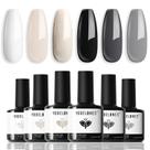 Conjunto de Esmaltes em Gel Modelones - 6 Cores (Branco e Preto)