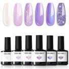 Conjunto de Esmaltes em Gel Modelones - 6 Cores com Glitter Roxo