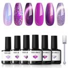 Conjunto de Esmaltes em Gel Modelones - 6 Cores (Roxo, Prata, Olho de Gato)