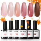 Conjunto de esmaltes em gel, modelos de 6 cores, Jelly Nude Crystal