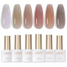 Conjunto de Esmaltes GAOY Jelly Nude - 6 Cores de 7,3ml com Cura UV