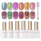 Conjunto de Esmaltes Gel Cat Eye GAOY - Rosa, Verde e Glitter com Ímã
