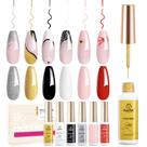 Conjunto de esmaltes Gel Liner Beetles, 6 peças, ponta francesa branca