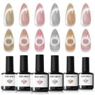 Conjunto de esmaltes Modelones Cat Eye Gel holográfico de 6 cores