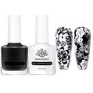 Conjunto de esmaltes para estampagem de unhas Born Pretty White Black 6mL x2