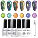 Conjunto de esmaltes RARJSM Cat Eye Gel 6 peças 9D Rainbow Holographic