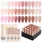 Conjunto de esmaltes SHOYUM Jelly Nude Gel 24 unidades com camada superior e base