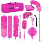 Conjunto de espanadores de limpeza ThinkLearn, microfibra, 14 unidades com pólo rosa