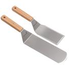 Conjunto de espátulas de metal Espátula longa para grelhar Espátulas de teppanyaki Raspador de grelha e nadadeira para panquecas ou torneiro de hambúrguer Utensílio de aço inoxidável ótimo para churrasqueira de topo plano Grau comercial