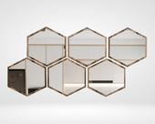Conjunto de Espelho Decorativo DG Hexa Freijó