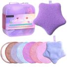 Conjunto de esponja facial BS-MALL Gentle com bolsa de silicone - 10 unidades
