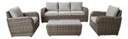 Conjunto De Estar Rattan 4 Pecas Sofa, Poltrona, Mesa