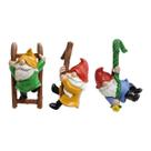 Conjunto de estátuas de gnomo de resina para decoração de jardim, 3 peças Climbing G