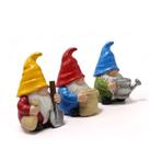 Conjunto de estátuas de jardim, 3 bonecos coloridos de resina, gnomo, ao ar livre, 8 cm