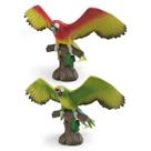 Conjunto de estatuetas com decoração infantil de PVC com papagaio, arara e pássaro realista