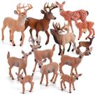 Conjunto de estatuetas da família Wildlife Deer, 12 unidades de PVC para quarto de crianças Conjunto de estatuetas da família Wildlife Deer, 12 unidades de PVC para quarto de crianças