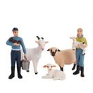 Conjunto de estatuetas de animais de fazenda, 3 peças de PVC, plástico, cabra, ovelha e cordeiro