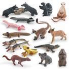 Conjunto de estatuetas de animais selvagens, 18 peças de PVC com jacaré Meerkat Koala