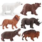 Conjunto de estatuetas de animais selvagens, 6 peças, modelos realistas de PVC, brinquedos infantis