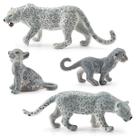 Conjunto de estatuetas de brinquedo infantil de PVC realista Snow Leopard de 4 peças