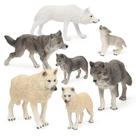 Conjunto de estatuetas de brinquedo RESTCLOUD Wolf, 7 peças de figuras de animais de lobo