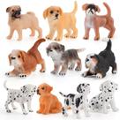 Conjunto de estatuetas de cachorros genérico de PVC realista, 10 unidades para crianças