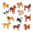 Conjunto de estatuetas de cães em miniatura genérico, 12 unidades de PVC realista