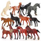 Conjunto de estatuetas de cavalo genéricas em miniatura em PVC, bonecos de cavalo, 12 unidades