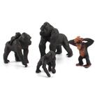 Conjunto de estatuetas de gorila, 4 peças, figuras realistas de animais em PVC Conjunto de estatuetas de gorila, 4 peças, figuras realistas de animais em PVC