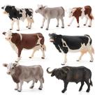 Conjunto de estatuetas de vaca e búfalo, 7 peças de animais de fazenda de PVC realistas