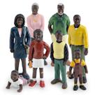 Conjunto de estatuetas familiares em PVC afro-americano, 8 unidades para crianças