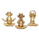 Conjunto de estatuetas Gold Frog Yoga Decor para escritório doméstico - 9,4 cm