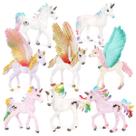 Conjunto de estatuetas Magical Unicorn, 8 peças de PVC com asas coloridas Conjunto de estatuetas Magical Unicorn, 8 peças de PVC com asas coloridas