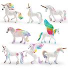 Conjunto de estatuetas Rainbow Unicorn, 8 peças de brinquedo infantil de PVC com asas Conjunto de estatuetas Rainbow Unicorn, 8 peças de brinquedo infantil de PVC com asas