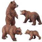Conjunto de estatuetas realista Brown Bear PVC Wild Bear 4 peças para crianças Conjunto de estatuetas realista Brown Bear PVC Wild Bear 4 peças para crianças