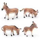 Conjunto de estatuetas realistas de burro em PVC para crianças com mais de 3 anos