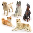 Conjunto de estatuetas realistas para cães, 5 peças, PVC, Labrador Shiba Inu Doberman